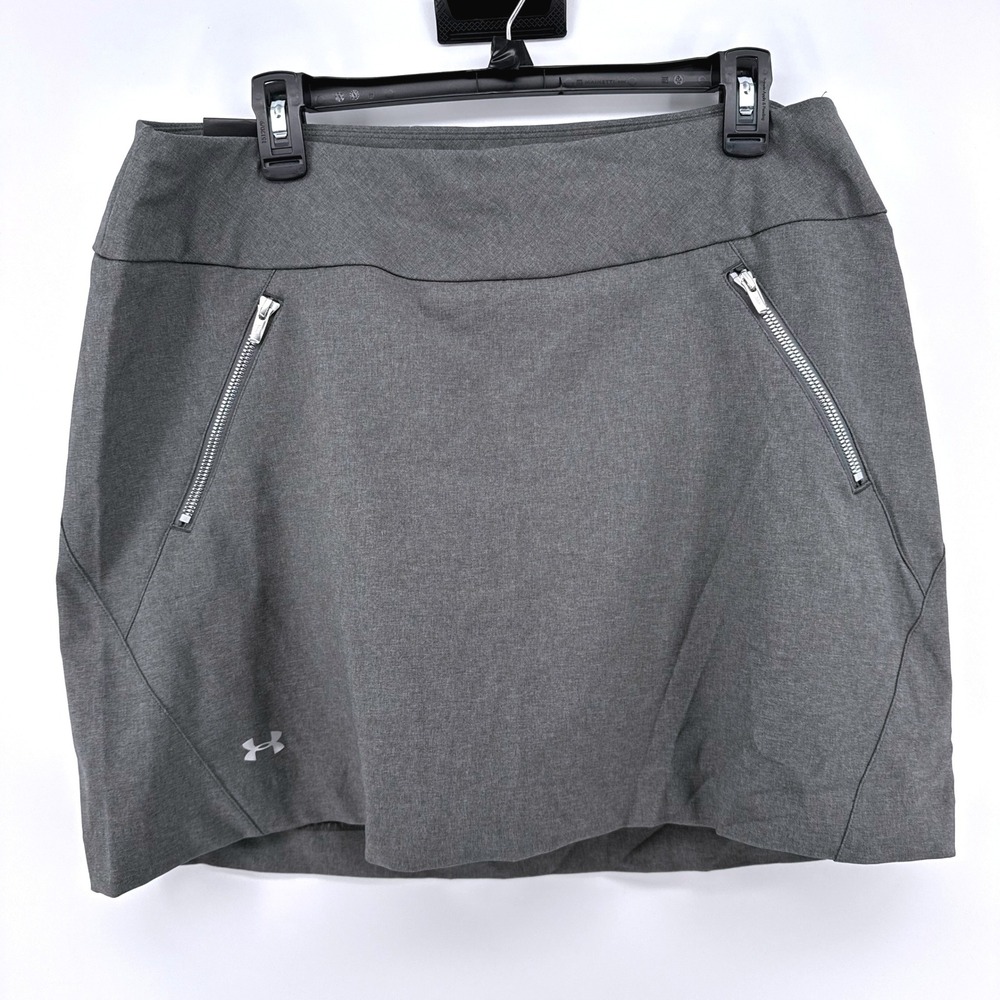 Under Armour Skort Women XL Gray Links HeatGear Golf Tennis Athletic Mini Skirt